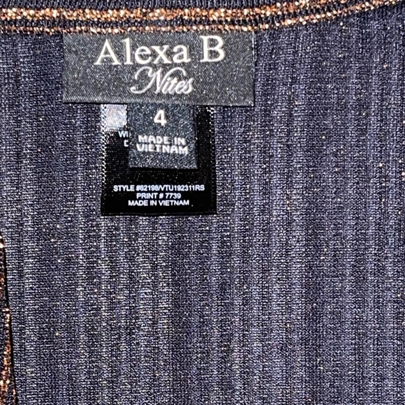 Alexa B Nites Bronze & Black Striped Metallic Jumpsuit Size 4 - Picture 8 of 9